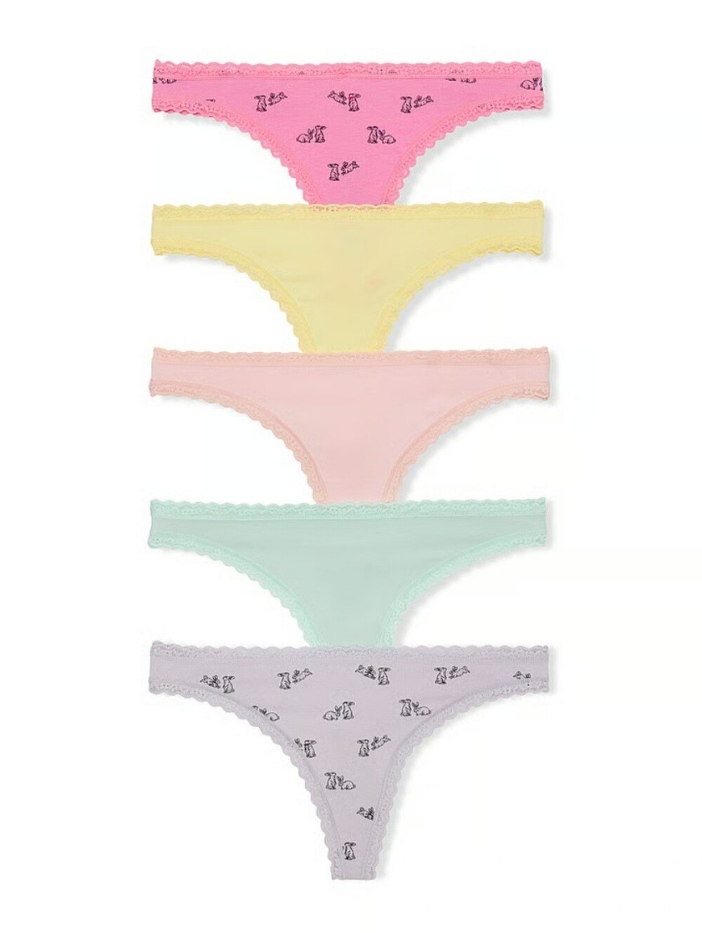 Victoria's Secret Lace Trim Thong Panty 5 Pack.